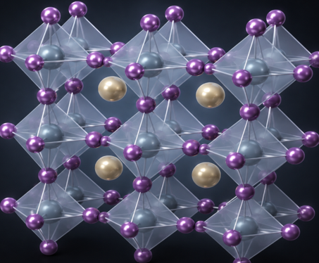 3D crystal lattice model with colored spheres