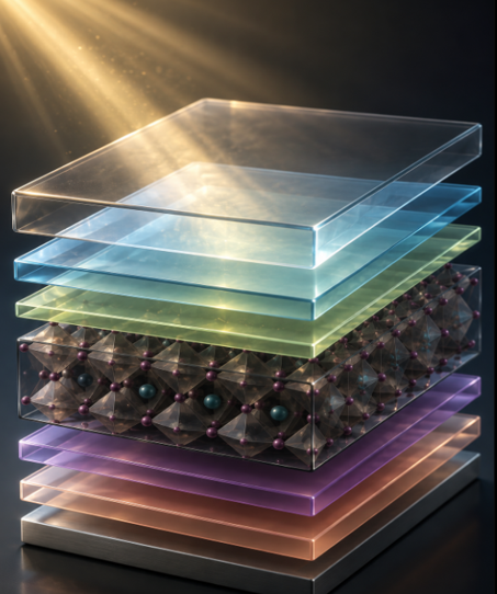 Stacked transparent layers with sunlight beams